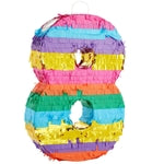 BLUE PANDA 8 Pinata - Small Multicolor, 11.4 x 16.5 x 3 In - Neon Rainbow Pinata in Shape of 8 for Girls Birthday Party