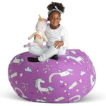 Creative QT Stuff ’n Sit Extra Large 38’’ Bean Bag Storage Cover for Stuffed Animals & Toys, Giant Beanbag Chair for Kids ...