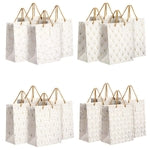 Sparkle and Bash Party Favor Bags - 8" x 10" x 4.5", Medium White & Gold, 16 Pack - Geometric Foil w/Rope Handles & Tags -...