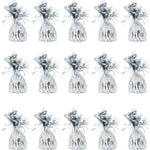 BLUE PANDA Balloon Weights - 4.5 x 2.35 in, Silver, 15 Pack - Table Balloon Stand Weight & Holder with Tinsel Tassel Fring...