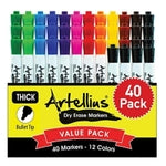 Artellius Dry Erase Markers - Low Odor Ink & Whiteboard Markers - Washable Dry Erase Pens for Kids & Teacher Supplies - Sc...