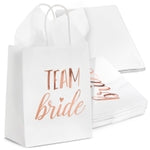 BLUE PANDA Bachelorette Gift Bags - 15-Pack, Rose Gold Foil & White, 8 x 4 x 9 In - Team Bride Favor Bags & Bridal Shower ...