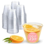 Prestee 250-Pack - 9oz Clear Plastic Cups - Durable Disposable Plastic Wine Glasses for Party, Weddings, and Catering - Sm...