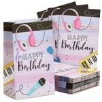 BLUE PANDA Music Theme Party Favor Bags, Happy Birthday, 36 Pack - 6 x 3 x 9 in, Multicolor Paper - Headphone & Music Note...