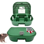 Exterminators Choice Large Rat Bait Station Box with 1 Key - Plastic, Green Heavy-Duty Weather-Resistant Outdoor Bait Stat...