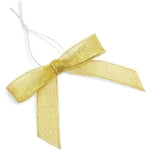 Bright Creations Gold Twist Tie Bows - 100 Pack, 2.5 x 3 in - Pretied Gold Bows & Ribbon for Treat Bags & Twist Ties for C...