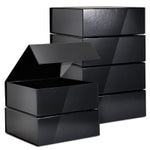 Stockroom Plus Gift Boxes with Lids - 9.5 x 9.5 x 3.5 In, 6-Pack Glossy Black Square - Magnetic Closure & Reusable Decorat...