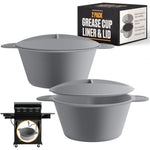 Impresa Silicone Grease Cup Liner & Lid Set - Durable 1.5mm Silicone Liners for Gas Grill Grease Buckets - Spill-Proof Lid...