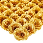 Bright Creations Gold Flowers Artificial Roses - 50-Pack, 3 In, Stemless Silk Rose Heads for Home & Wedding Decor & Faux B...