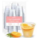 Prestee 500 Clear Plastic Cups - 9 oz Cocktail Cups for Parties and Events, Plastic Cocktail Glasses, Disposable Drinkware...