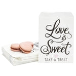 Sparkle and Bash Love Is Sweet Paper Treat Bags - Pack of 100, 5 x 7.5 In White - Wedding & Bridal Shower Sweet Treat Bags...