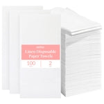 Prestee 100 Linen Feel Disposable Paper Towels - Hand Towels for Bathroom - Cloth-Like Napkins for Weddings, Events, and D...