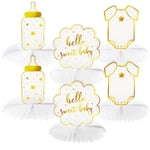 Sparkle and Bash Baby Shower Decorations & Centerpieces - 12-Piece White & Gold Honeycomb Paper Set - Gender Neutral Table...