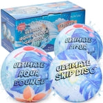 Activ Life The Ultimate Skip Ball, Large 3” - 2 Water Skip Balls with 1 Skip Disc (Color Splatter) - Water Bounce Ball Set...