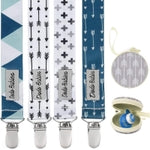 Dodo Babies Pacifier Clip Set - Universal Holder & Pacifier Holder - Detachable Binky Case & Binky Clip - Durable Polyeste...