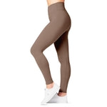 SATINA Workout / Yoga Leggings, High Waisted for Regular & Plus Size Women, 3 Inch Waistband (One Size, Tan)