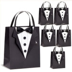 Sparkle and Bash Groomsmen Gift Bags With 3D Tuxedo Design, Satin Bow Tie & Real Buttons - Black, 6 Pack, 8 x 4.5 x 10 In ...