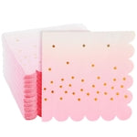 Sparkle and Bash Baby Girl Cocktail Napkins - 5 x 5 In Folded, 100 Count, 3-Ply, Ombre Pink - Paper Napkins for Baby, Brid...