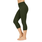 SATINA High Waisted Capri Leggings for Women - Capri Leggings for Women - High Waist for Tummy Control - Olive Capri Leggi...