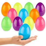 PREXTEX 3.5” Unfilled Easter Eggs, 12 pcs Empty Plastic Eggs Fillable with Candy, Presents for Toy Basket - Easter Decorat...