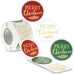 500 Pieces Merry Christmas Gold Foil Envelope Stickers, Festive Seals for Envelopes, Gift Tag, Xmas Card Labels Roll for D...