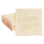 BLUE PANDA Baby Shower Decorative Napkins - 50 Count, 5 x 5/10 x 10 in, Light Tan, 3-Ply - Decorative Party & Beverage Nap...