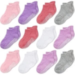 CozyWay Baby & Toddler Socks with Grippers Non Slip Ankle Grip Socks For Boys and Girls - Comfy Soft Cotton 3T-5T Pink Gra...