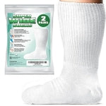 IMPRESA 2 Pair Extra Wide Unisex White Socks - Swelling Relief & Lymphedema Sock - Soft Stretch Fit & Spacious Design - Ca...