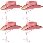 BLUE PANDA Kids Pink Cowgirl Hats - Sparkly Felt, 4 Pack - Party Headwear for Cowboy Party & Dress-Up