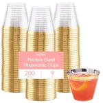 Prestee Hard Disposable Cups - Heavy Duty Fancy Plastic Cups - Plastic Cocktail Drinkware - Disposable Drinking Cup 9 oz -...