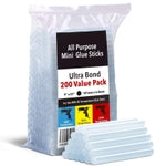 Artellius Mini Hot Glue Sticks - 4 In x 0.27 In, Pack of 200 - Universal Fit Glue Gun Sticks for Scrapbooking & Stamping S...