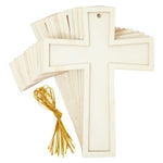 Bright Creations Wooden Crosses for Crafts - 3.8 x 5 In, 12 Pack, Gold String - Paintable Wooden Craft Crosses & Cross Cut...