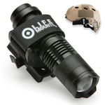 Life Mounts Tactical Rail Mount Flashlight - 3.5 in x 1.5 in, White LED - 1,000-Foot Beam & Multi-Mode Helmet Flashlight -...