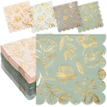 Sparkle and Bash 100 Pack Gold Foil Scalloped Edge Cocktail Napkins - 3-Ply, 5 x 5 in Gold Paper Napkins - Suitable for Ga...