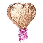 Sparkle and Bash Mini Pull String Heart Pinata - 15.7 x 13 x 3 In, Rose Gold - Valentines Day Pinata for Birthday Party De...