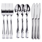 Prestee 300 Piece Heavy Duty Plastic Silverware Set - 100 of Each Silver Plasticware Forks, Spoons, Knives - Flatware Cutl...