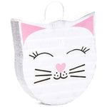BLUE PANDA Cat Pinata - 14 x 12.8 x 3 In, White, 1 Count - Mini Pinata for Cat Birthday Decorations & Party Supplies, Past...