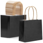 Sparkle and Bash Small Black Paper Bags with Handles - 6.5x2.5 Mini Favor or Treat Sacks - 50-Pack for Weddings, Parties, ...