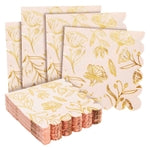 Sparkle and Bash Bridal Shower Napkins - 50-Pack Pink 3-Ply Paper, 5 x 5 In - Scalloped Disposable Cocktail Napkins with G...
