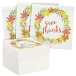 BLUE PANDA Disposable Decorative Square Dinner Napkins - 5 x 5 In, 3-Ply Paper, 100 Count, Orange & White - Fall Leaves Wr...