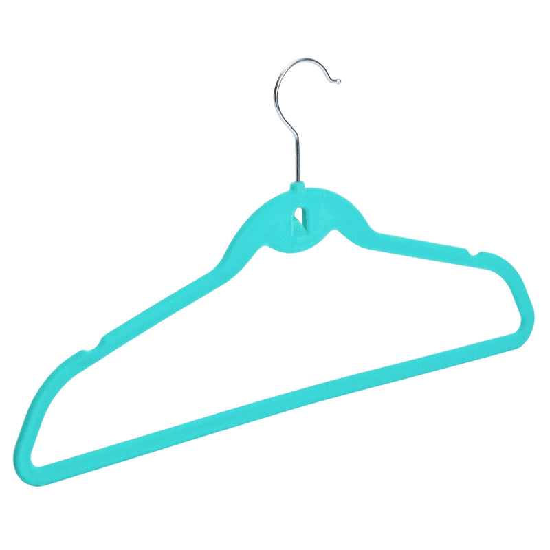 50 Pack Non Slip Velvet Clothes Hangers with Cascading Hooks Space Saving for Kids, Teens, and Adult's Shirts, Coats, Pants, Suits, and Dresses (Teal, 17.5 Inches)
