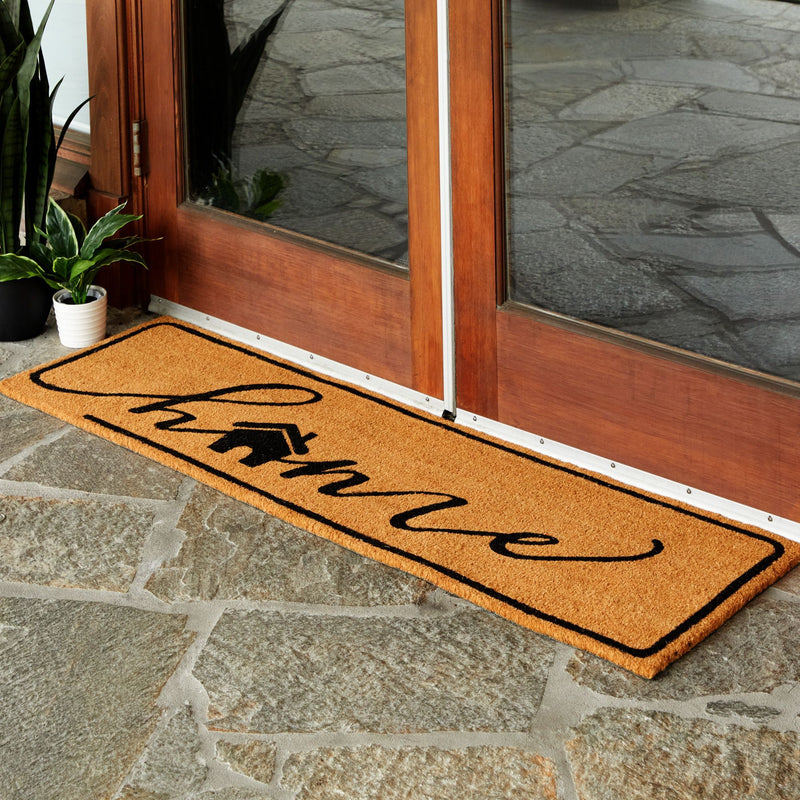 Juvale Black Coir Door Mat Welcome Floor Doormat Nonslip Carpet