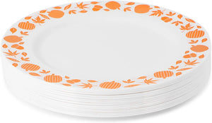 Thanksgiving White Plastic Plates for Fall Party (10.25 In, 24 Pack)