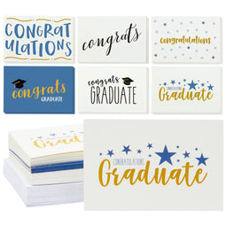 36 Pack Blank Graduation Thank You Cards with Envelopes, 6 Assorted Designs (4x6 In)