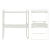 2 Pack White Kitchen Cabinet Shelf Organizers, Stackable Shelves for Kitchen Storage, Metal Riser for Plates (13 x 8 x 9 In)