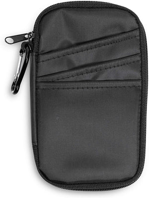 Black RFID Blocking Wallet for Men Travel, ID & Credit Cards Holder Case with Clear Phone Window & Carabiner Clip