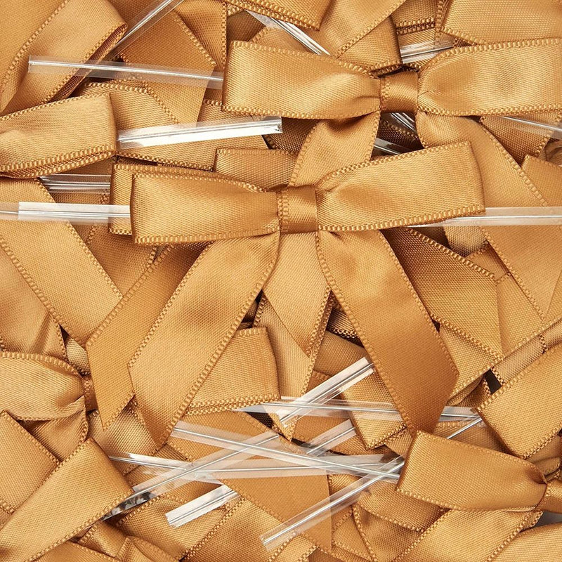 Juvale Twist Tie Bows, Gold Ribbon for Gift Wrapping and Crafts