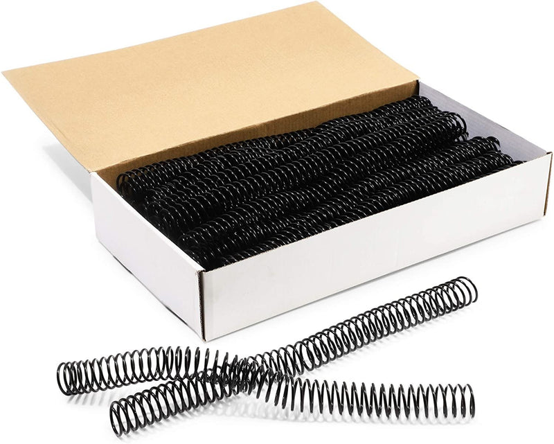 Black Spiral Binding Coils, Plastic Spines for 160 Sheets (12 in, 20mm, 4:1 Pitch, 50 Pack)