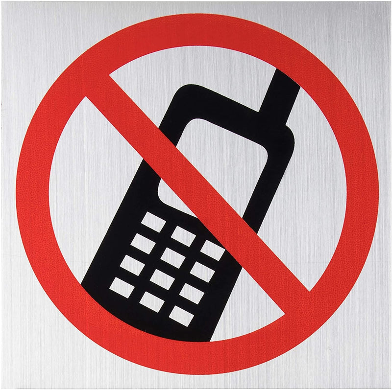 No Cell Phone Use Sign, Self-Adhesive (5.5 x 5.5 In, 4 Pack)