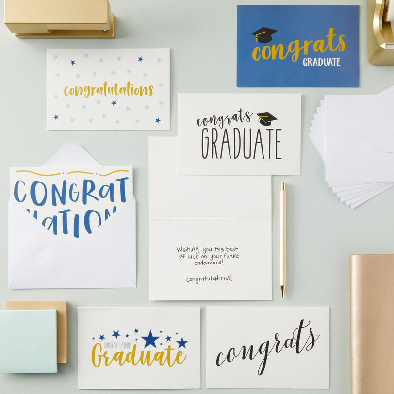 36 Pack Blank Graduation Thank You Cards with Envelopes, 6 Assorted Designs (4x6 In)